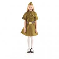 Платье военное для девочки, пилотка, ремень, 8-10 лет, рост 140-152 см 9243800 Нет бренда