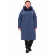 куртка   зимняя, силуэт прямой, подкладка, карманы, размер 58, синий Karmelstyle