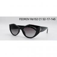 Солнцезащитные очки , панто, оправа: пластик, поляризационные, зеркальные, для женщин, черный Fedrov