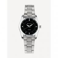 Наручные часы Часы женские наручные, , кварцевые классические, круглые, чёрные, со стальным браслетом, водонепроницаемые, противоударные., серебряный ARLANCH