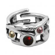 Кольцо , бижутерный сплав, кристалл, размер 16.5, красный, серебряный CICLON