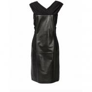 Платье , натуральная кожа, вечернее, свободный силуэт, миди, размер 46, черный Alberta Ferretti