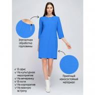 Платье-футляр , повседневное, классическое, прилегающее, мини, карманы, размер 52, голубой VISERDI