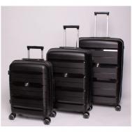 Умный чемодан , 3 шт., 60 л, размер S/M/L, черный Impreza
