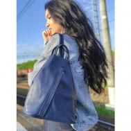 Рюкзак , натуральная кожа, антивор, внутренний карман, регулируемый ремень, синий TUSCANY LEATHER