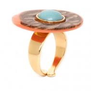 Кольцо , бижутерный сплав, амазонит, голубой, коричневый Nature bijoux