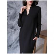 Платье-футляр , повседневное, классическое, оверсайз, миди, карманы, размер 46, черный Profito Avantage