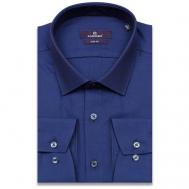 Рубашка , деловой стиль, прилегающий силуэт, классический воротник, длинный рукав, однотонная, размер L (41-42 cm.), синий Poggino