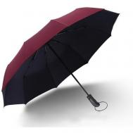 Смарт-зонт , автомат, купол 105 см., 10 спиц, бордовый, черный NONAME