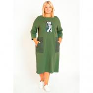 Платье повседневное, размер 64, зеленый Пышная мода