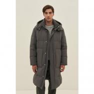 Пальто  зимнее, силуэт свободный, капюшон, размер XL, серый Finn Flare