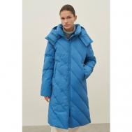 куртка   зимняя, средней длины, силуэт прямой, стеганая, размер XS, голубой Finn Flare