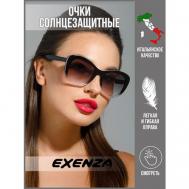 Солнцезащитные очки , кошачий глаз, оправа: пластик, ударопрочные, зеркальные, с защитой от УФ, градиентные, для женщин, прозрачный Exenza