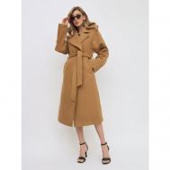 Пальто-халат  , оверсайз, удлиненное, размер 42, коричневый BrandStoff