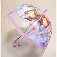Зонт-трость полуавтомат, купол 80 см., система «антиветер», прозрачный, для девочек, фиолетовый LuMiGold