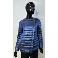 куртка  демисезонная, средней длины, силуэт прямой, карманы, без капюшона, размер 44, синий Elisa