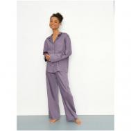 Комплект , брюки, рубашка, длинный рукав, карманы, пояс на резинке, размер 46, фиолетовый Lavender pie