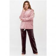 Комплект , толстовка, брюки, длинный рукав, пояс на резинке, капюшон, размер 52, розовый Lika Dress