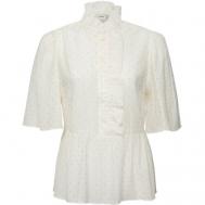 Блуза  , повседневный стиль, свободный силуэт, короткий рукав, размер 42, белый NUMPH