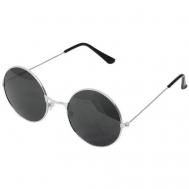 Солнцезащитные очки , круглые, оправа: металл, складные, с защитой от УФ, серебряный Медов