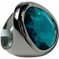 Кольцо , бижутерный сплав, родирование, кристалл, размер 18, бирюзовый, серебряный Florento