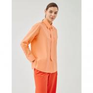 Рубашка  , повседневный стиль, свободный силуэт, длинный рукав, без карманов, однотонная, размер 42, оранжевый Pompa