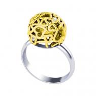 Перстень  Для любимой К-41001, комбинированное, белое золото, 585 проба, родирование, бриллиант, размер 18.5, белый, желтый Альдзена