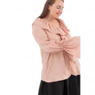 Блуза  , классический стиль, длинный рукав, размер 52, розовый WANDBSTORE