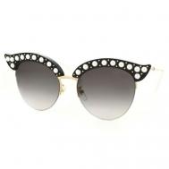 Солнцезащитные очки , кошачий глаз, оправа: пластик, градиентные, с защитой от УФ, для женщин, черный Gucci