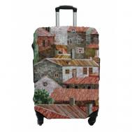 Чехол для чемодана , полиэстер, текстиль, износостойкий, размер L, коричневый MARRENGO