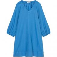Платье , лен, повседневное, свободный силуэт, мини, карманы, размер 38, синий Marc O'Polo