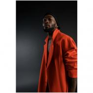 Пальто  демисезонное, силуэт прямой, удлиненное, карманы, подкладка, размер S, оранжевый ZNWR