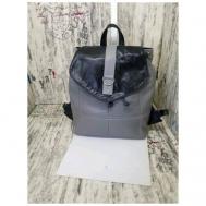 Рюкзак торба , фактура зернистая, гладкая, серый Elena leather bag