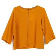 Блуза  , повседневный стиль, длинный рукав, однотонная, размер 42, оранжевый MORE & MORE