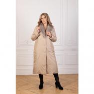 Пальто-реглан  демисезонное, силуэт прямой, удлиненное, размер 44, бежевый Renata