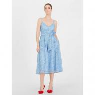 Платье , атлас, повседневное, прилегающее, миди, размер 42, голубой LO