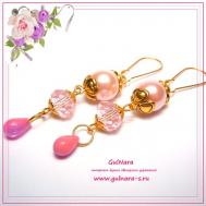 Серьги двусторонние , бижутерный сплав, стекло, жемчуг имитация, подарочная упаковка, розовый GulNara