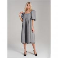 Платье ампир креп, полуприлегающее, миди, подкладка, размер S, серый NATALINE