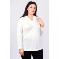 Блуза  , повседневный стиль, полуприлегающий силуэт, длинный рукав, однотонная, размер 58, белый Svesta