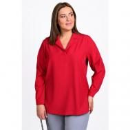 Блуза  , повседневный стиль, прямой силуэт, длинный рукав, однотонная, размер 54, красный Svesta
