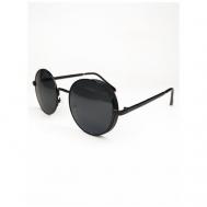 Солнцезащитные очки , круглые, оправа: металл, с защитой от УФ, градиентные, черный ECOSKY