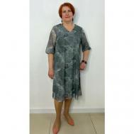 Платье-футляр вечернее, трапециевидный силуэт, миди, подкладка, размер 52, зеленый Ase