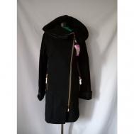 Пальто  демисезонное, шерсть, размер 42/175, черный русмех