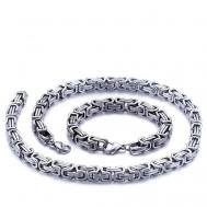 Комплект бижутерии: браслет, цепь, нержавеющая сталь, серебрение, подарочная упаковка, размер браслета 21 см., размер колье/цепочки 60 см., серебряный Hagust