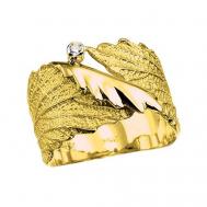 Кольцо  желтое золото, 585 проба, бриллиант, размер 18.5 Альдзена