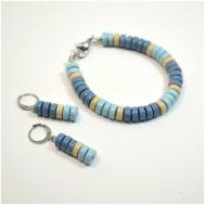 Комплект бижутерии : браслет, серьги, размер браслета 18 см., голубой Tularmodel
