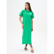 Платье-футболка , хлопок, повседневное, свободный силуэт, макси, размер 48, зеленый Liza Volkova