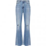 Джинсы клеш  , полуприлегающие, средняя посадка, рваные, необработанный край, размер 27/32, голубой Pepe Jeans