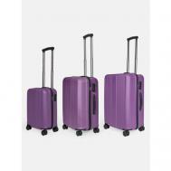 Комплект чемоданов , 3 шт., ABS-пластик, 85 л, фиолетовый Lacase