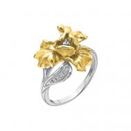 Перстень  Ирис К-14041, комбинированное золото, 585 проба, родирование, бриллиант, размер 18.5, желтый, белый Альдзена